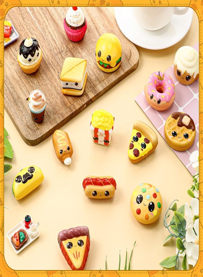 Soulchen 30 Pcs Mini Fast Food Toys Slow Rising Small Food Foam Stress Squeeze Toys Bulk Hamburger Popcorn Taco Ice Cream Pizza Cute Relief Squeeze for Birthday Valentines Day Party Favors Class Prize - Image 4